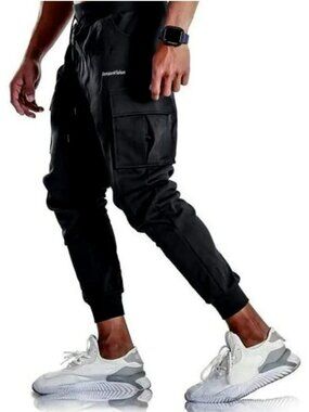 Men's Jogging Pants - Fitness Sweatpants:  Pockets. Black. Training.  XXL. New